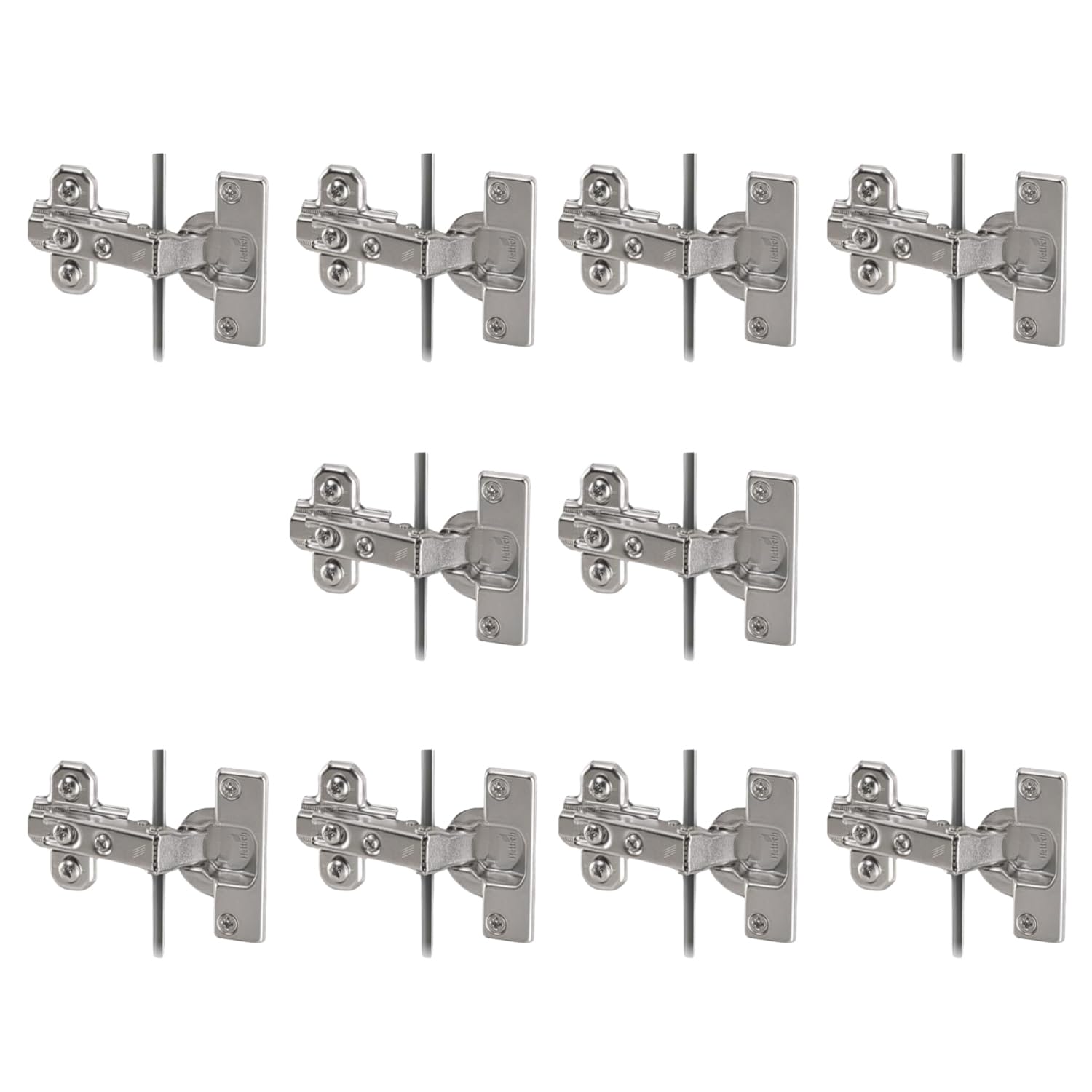 Hettich Slide On Hinge 16K with Mounting Plate Cabinet Hinges | Soft Close | Cabinet Hinges | 4 Hole Inset Door Application | Nickel Plated Finish | 95° Opening | 14-25mm Thick Panel (Pack of 5)-image-16