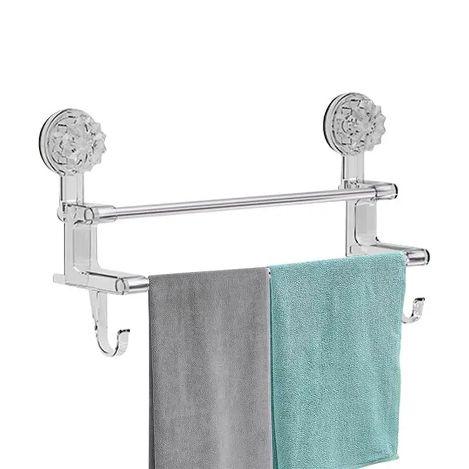Self Adhesive Towel Rail Suction Cup Towel Bar Adhesive Rack Shower Door Stainless Steel Bath(38.5x10.5x21cm)