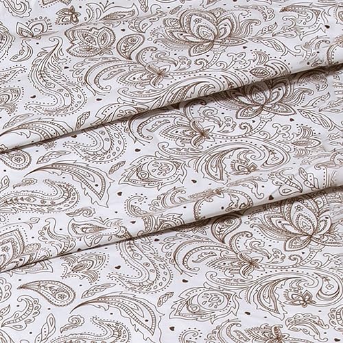 Image of Elegant Comfort Softest and Coziest 6-Piece Sheet Set - 1500 Premium Hotel Quality Microfiber - Deep Pocket, Wrinkle Resistant 6-Piece Paisley Pattern Bed Sheet Set, Full, Paisley Taupe