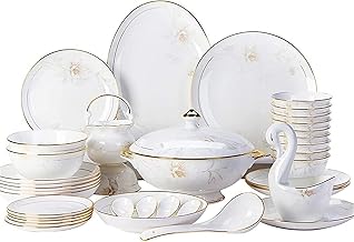 Conjuntos de pratos de jantar, conjuntos de louça luxuosos, conjuntos de jantar completos, combinação de porcelana de palácio estilo ervilha, pratos e tigelas de cerâmica, seguro para micro-ondas, ótimo presente para casamento, g e FES Little