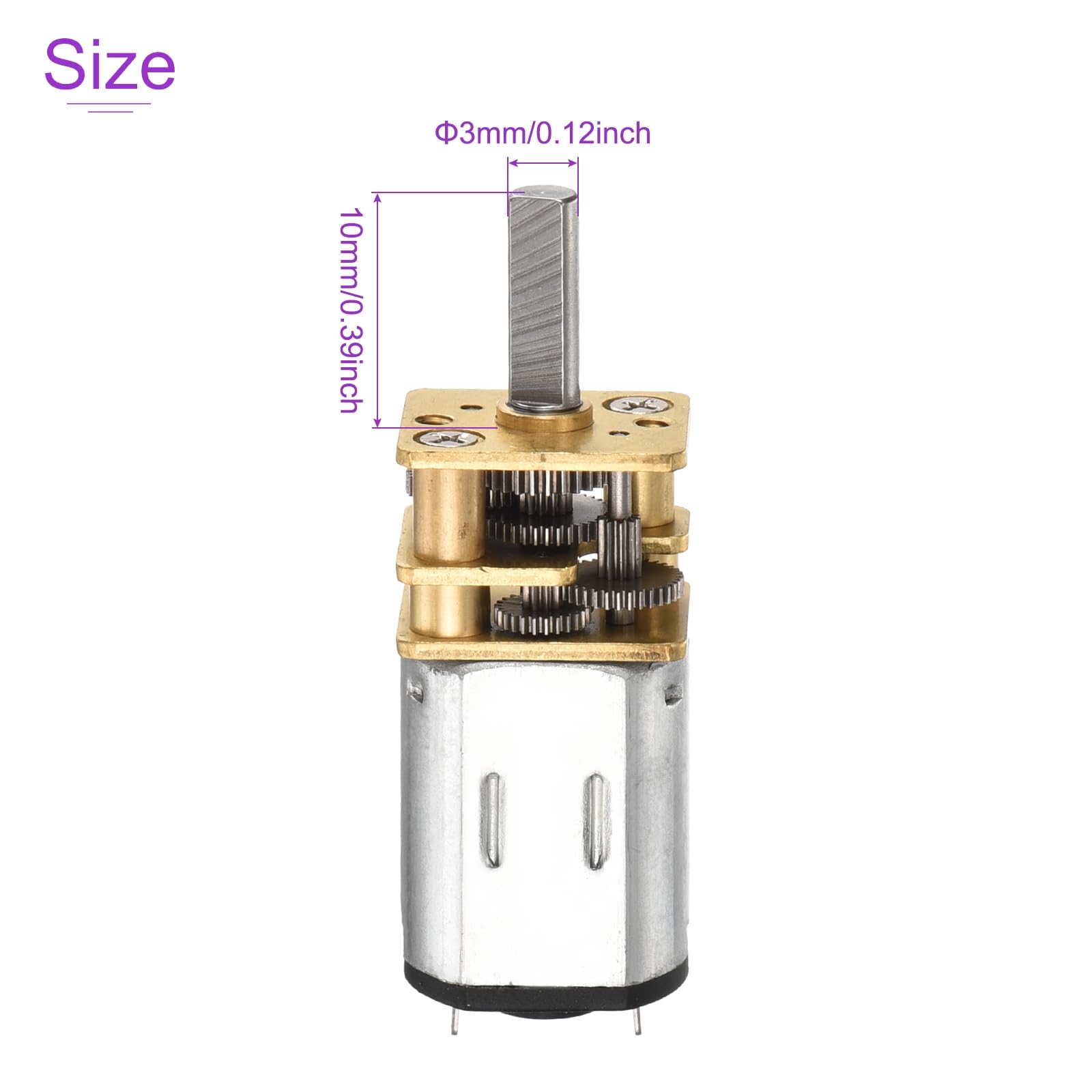 DMiotech 2Pcs 12V 100RPM Rated Torque 20 Output Shaft Length 10mm Micro DC Speed Reduction Motor Mini Metal Gearbox Motor for RC Car Robot Model DIY RC Toys Engine - Image 3