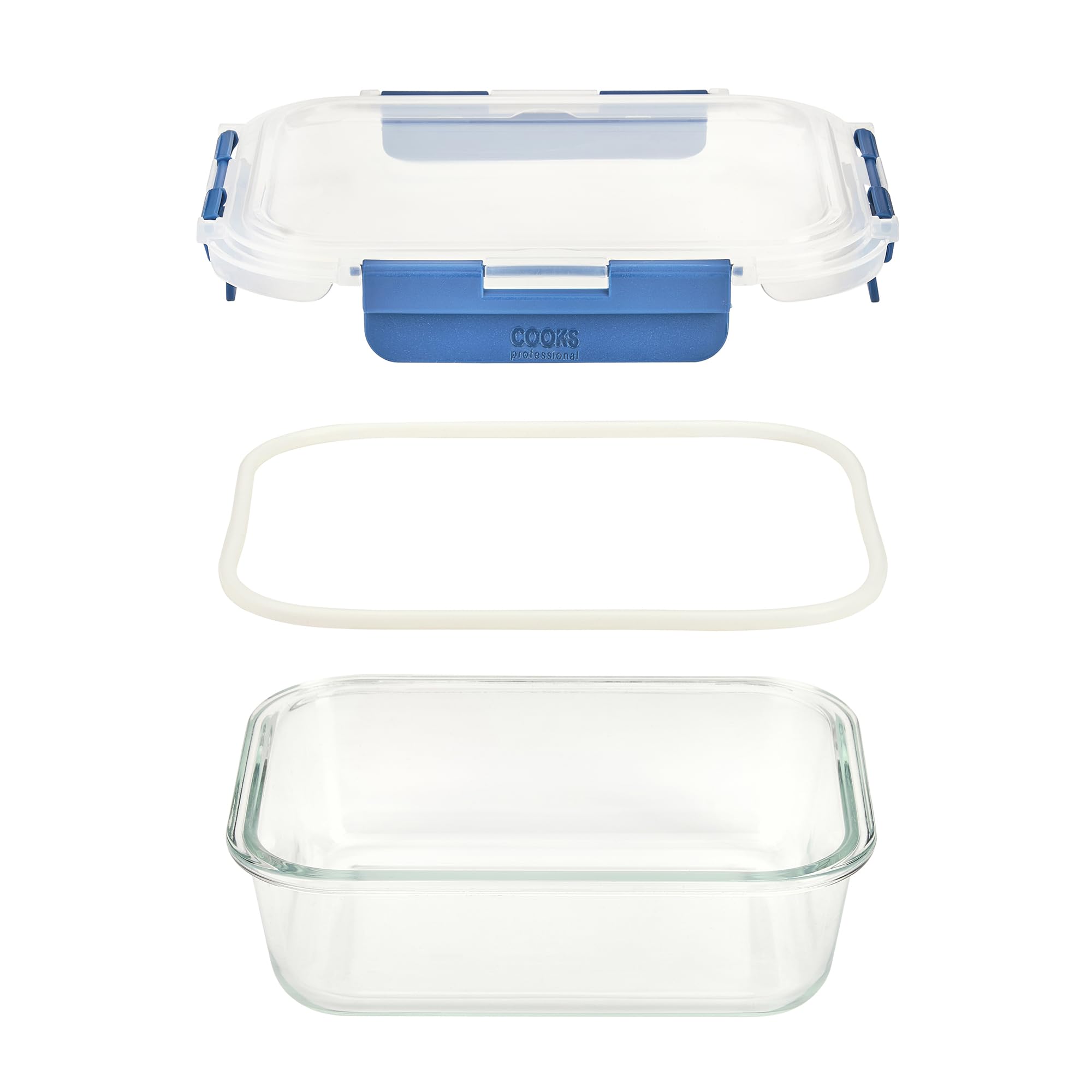 Cooks Professional Set di 10 barattoli in vetro per alimenti con coperchi ermetici in plastica, 10 pezzi, adatti per frigorifero, congelatore, forno e microonde, per conservare pasti e ingredienti, 5