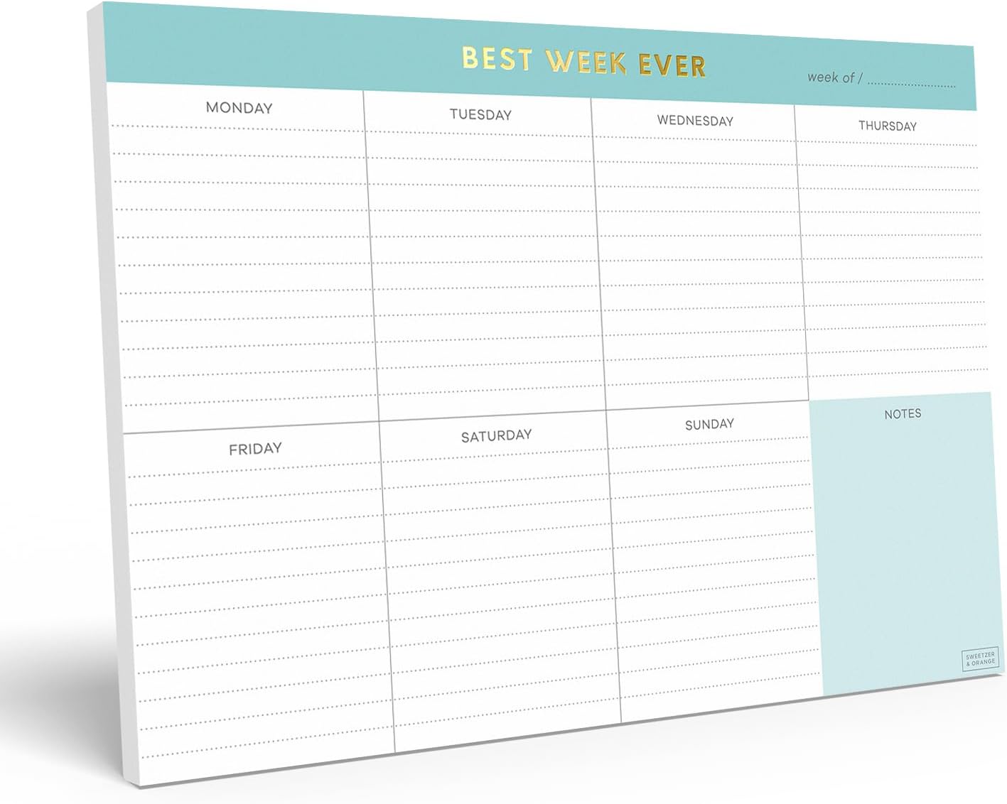 Sweetzer & Orange Weekly To Do List Pad. Gold Foil Weekly Planner Notepad with Daily Agenda Squares. 7x10” Day Scheduler 2026 - Student Organizer, Work Scheduler, and Checklist Note Pad.
