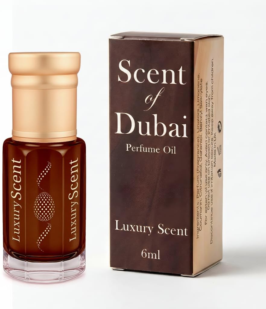 Perfume Oil Scent of Dubai Roll-On 6ml – Long Lasting Alcohol Free Arabian Attar – Premium Quality Unisex Fragrance with Warm Woody Floral Musky Oriental Notes for Men and Women