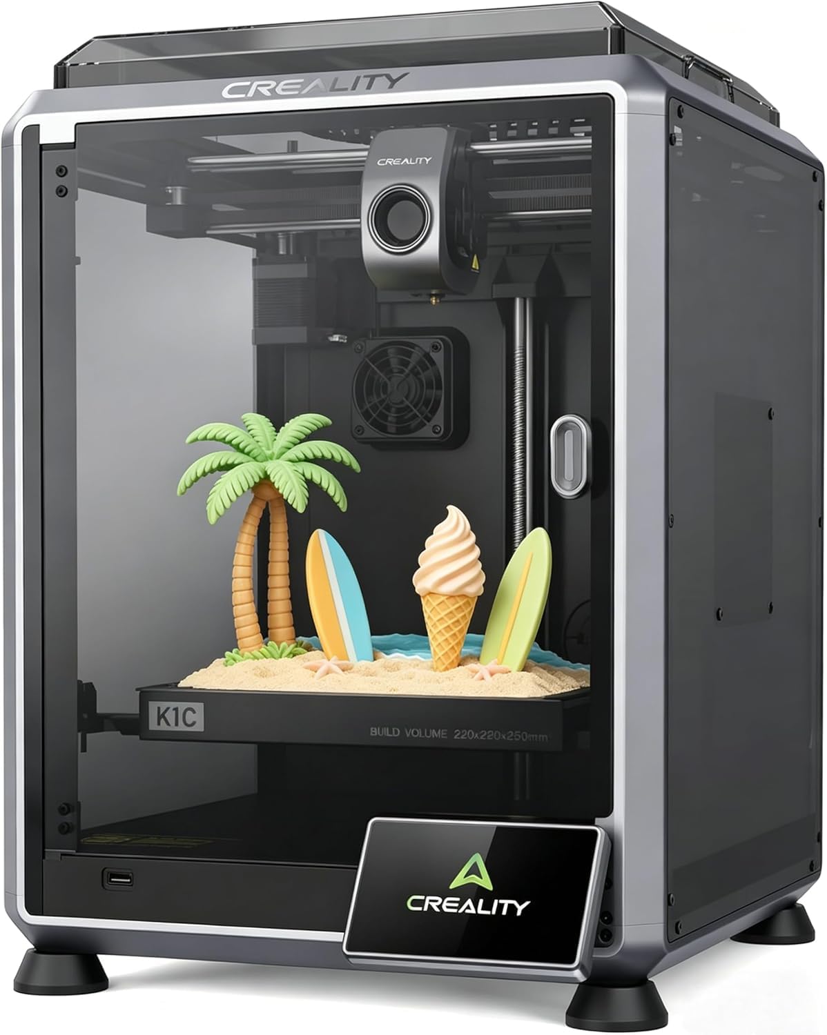 Creality K1C Impresora 3D de 600mm/s Alta Velocidad impresión con cámara AI, Actualización K1,Nivelación Automática y Continuar Imprimiendo Automáticamente,220x220x250mm