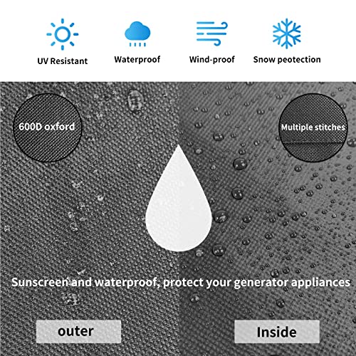 Joramoy Outdoor Generator Covers Waterproof Uv Protection Heavy Duty 600D Oxford Cover Universal For Wen 56310Ic & Wen 3800 & Predator 3500 (24X 18X 20 Inch)… (Grey-2) #TOP4