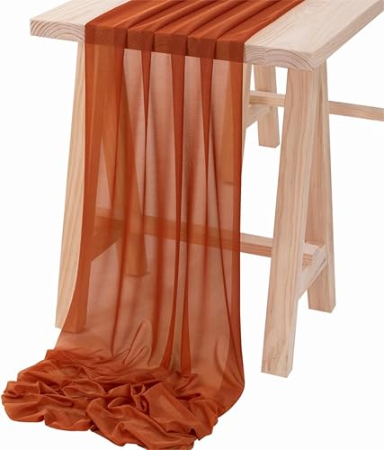 Socomi 10 caminos de mesa de gasa terracota a granel de 10 pies de gasa como camino de mesa de boda para decoración de despedida de soltera, baby