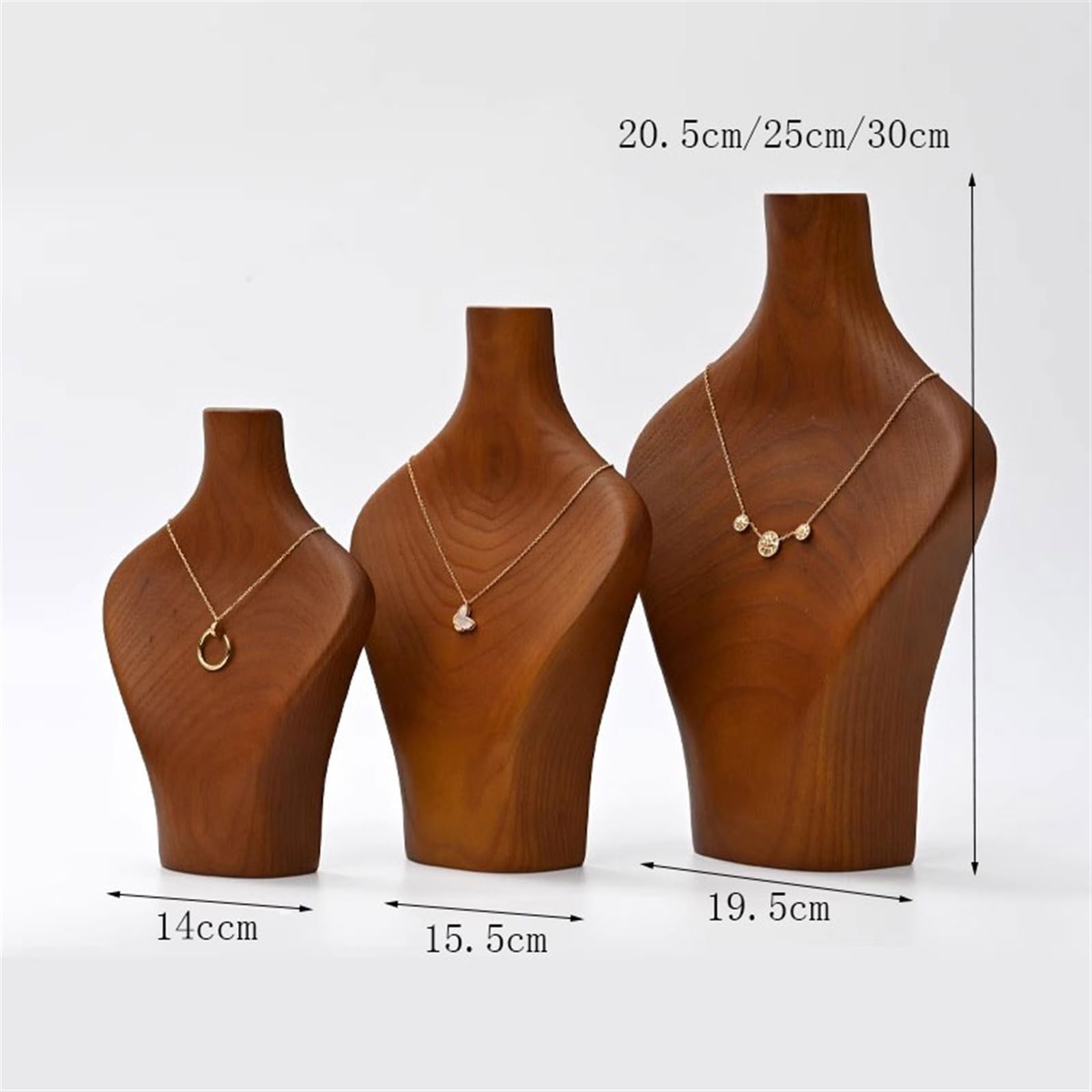 Sieraden Display Stand Houten Fluwelen Kettingen Display Stand Rack Hangers Sieraden Display Houder Voor Neck Chain En Buste Ketting Houder Ketting Organiseren Sieraden Houder Kleur: Beige SML