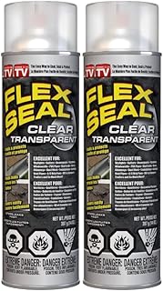 Flex Seal - Waterproof Spray, Seals Out Water Air & Moisture, Patches Holes, Repairs Multi-Surface Indoor & Outdoor Materials; Stop Leaks Fast with this Flexible, Paintable, Rubberized Coating; Great for Roofs, Cracks, Gutters, DIY Projects, Automotive Fixes, & More, CLEAR, 14 oz. (397 g) - 2 PACK