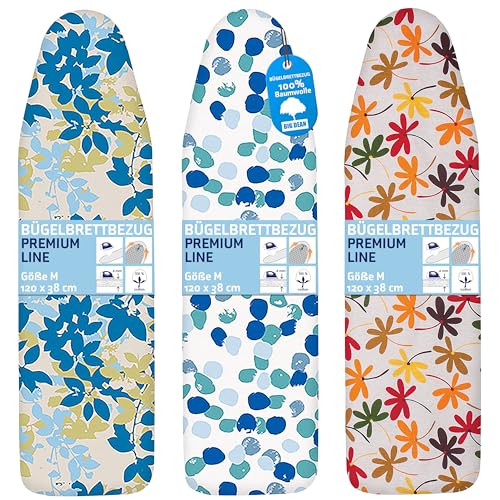 BigDean Bügelbrettbezug Größe M für 120x38 cm Bügeltischbezug