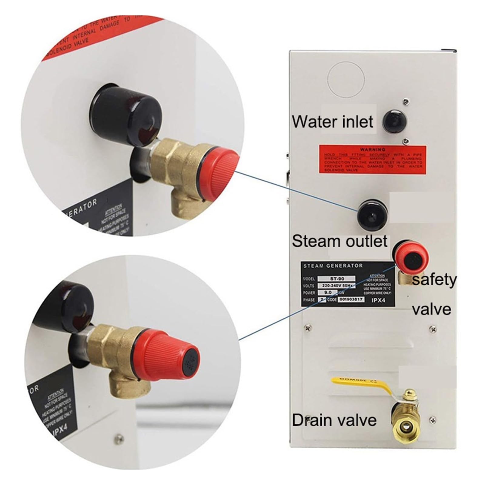 Maszyna Parowa Do Użytku Domowego Generator Pary Sauna Piec Z Suchym Strumieniem Parowiec Na Mokro Cyfrowy Kontroler Wytwarzania Mgły Relaks W Domu(4.5kw)