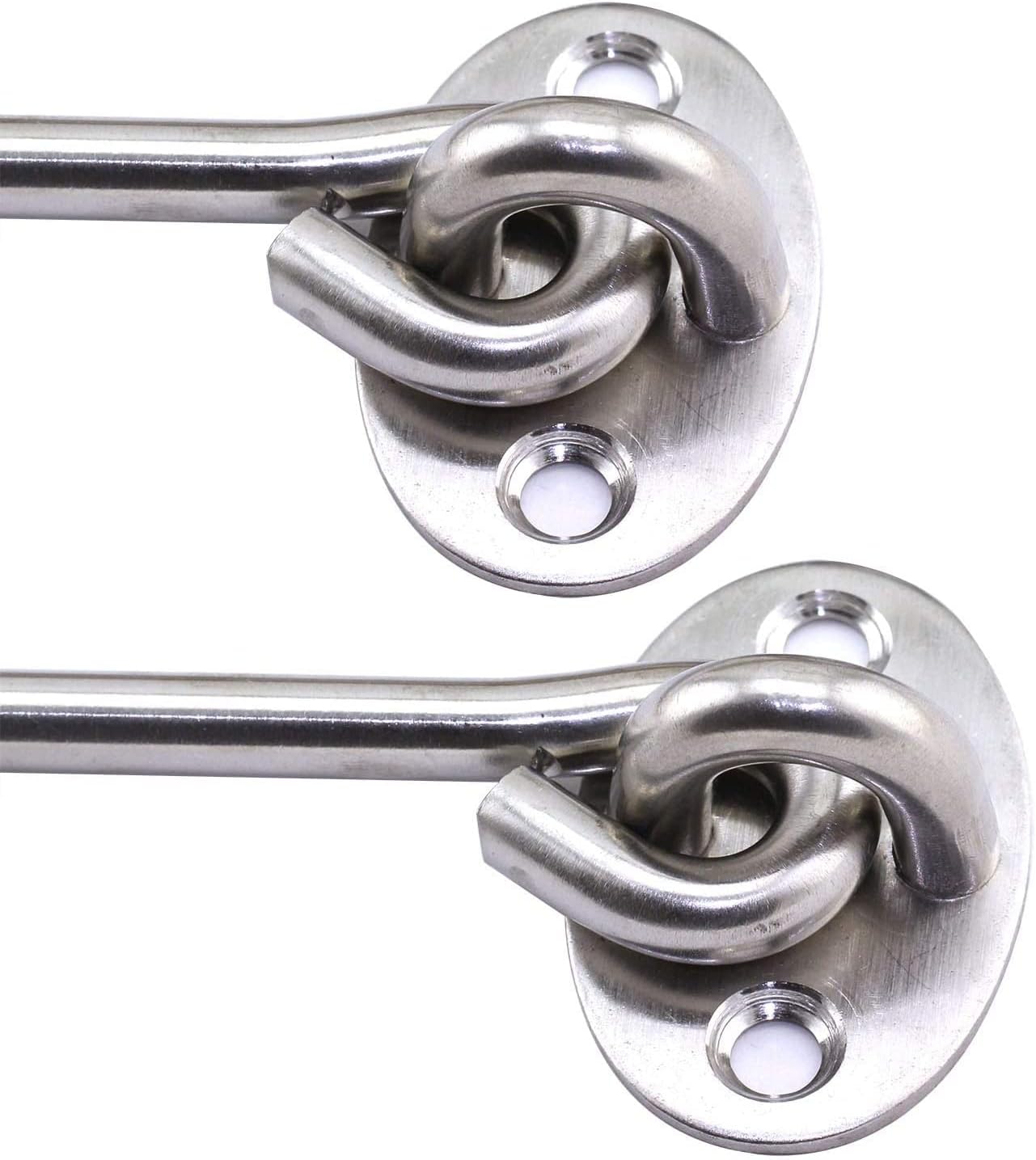 2PCS 3 Inch Cabin Hook Eye Latch Wind-Proof Lock Shed Stainless Steel Gate Door Window Safety Stopper Silent Holders Catch Lock with Mounting Screws