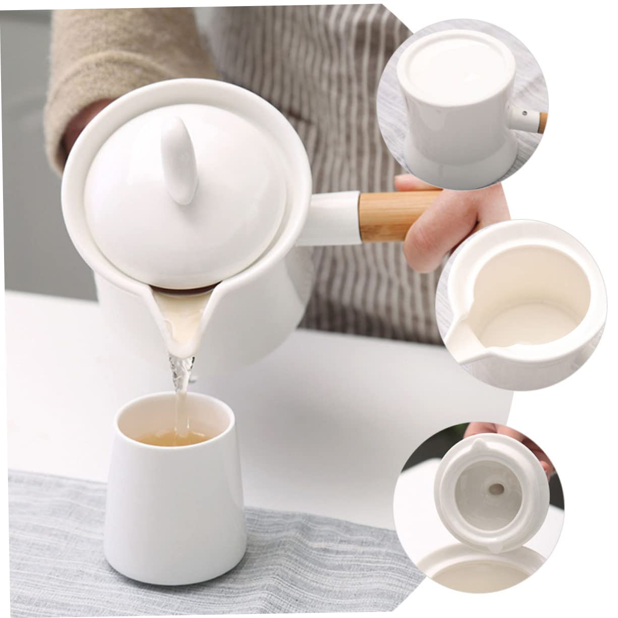 Keramik-Milchtopf Mit Holzgriff, 350 Ml - Für Milch, Sauce, Heiße Schokolade