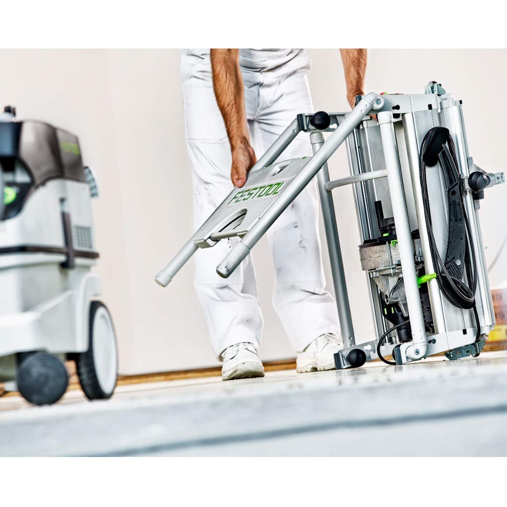 Festool CS 50 EBG-Set Sierra de Mesa Circular Compacta 1200 W | Sierra de mesa plegable con mesa deslizante, tope angular y hoja HW 190 mm – set completo profesional