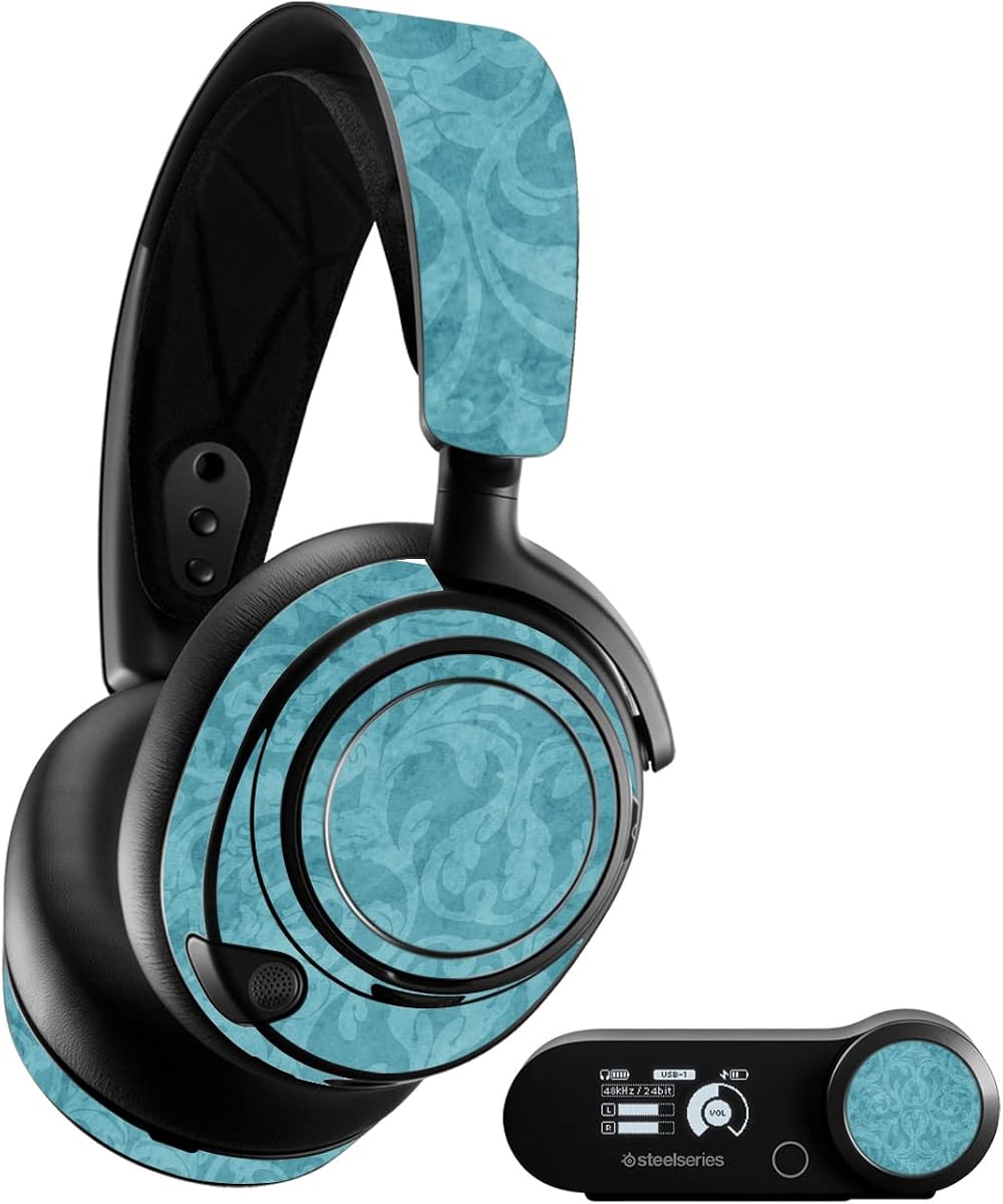 MightySkins Skin Compatible with SteelSeries Arctis Nova Pro - Baby Blue Jacquard | Protective, Durable, and Unique Vinyl Decal wrap Cover | Easy to Apply, Remove, and Change Styles | Made in The USA