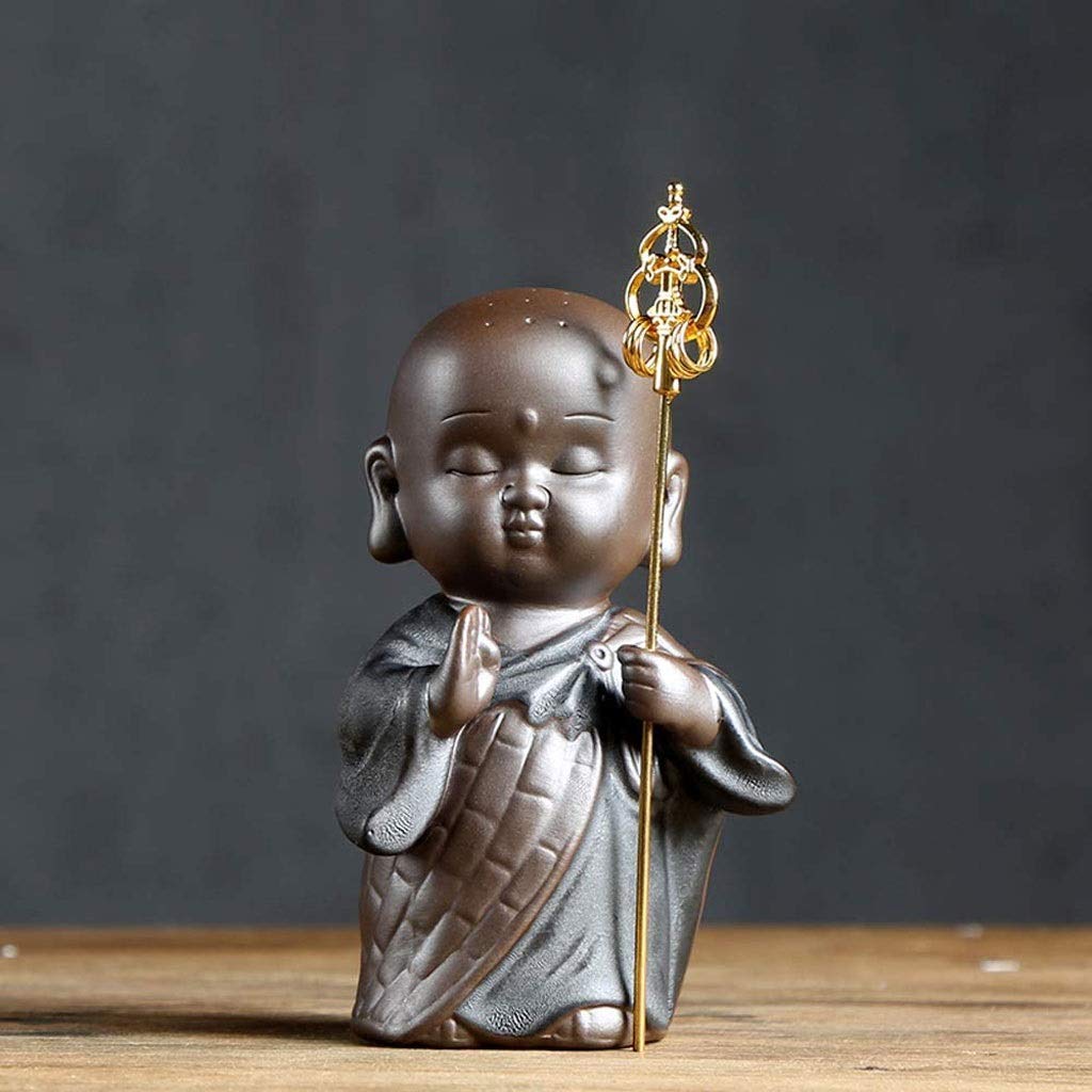 Amazon.co.jp: 仏像 小さな僧侶 歩行者 小さなかわいい僧侶像 お茶