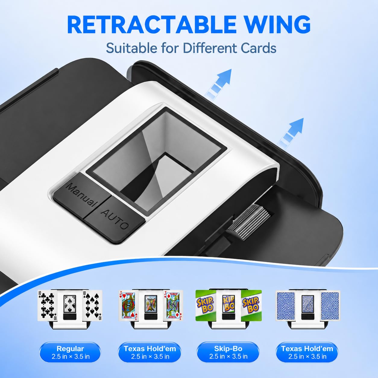 KPAW Shuffler automatico per carte – Shuffler a basso rumore a 1-2 mazzi, ricaricabile e portatile, mescolando una pressione, Shuffler automatico di carte per Texas Hold'em, Skip-Bo, Poker, UNO, fase