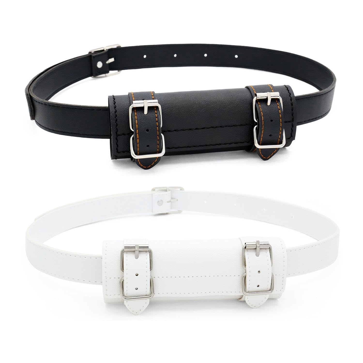 Ubsiuh Unisex Black 2 Pieces Of Leather Scabbard Belt, 110 Cm Sword Belt Holder, Adjustable Belts Holder, Suitable For Role-Playing, Stage Performances, Samurai Lovers (, White).