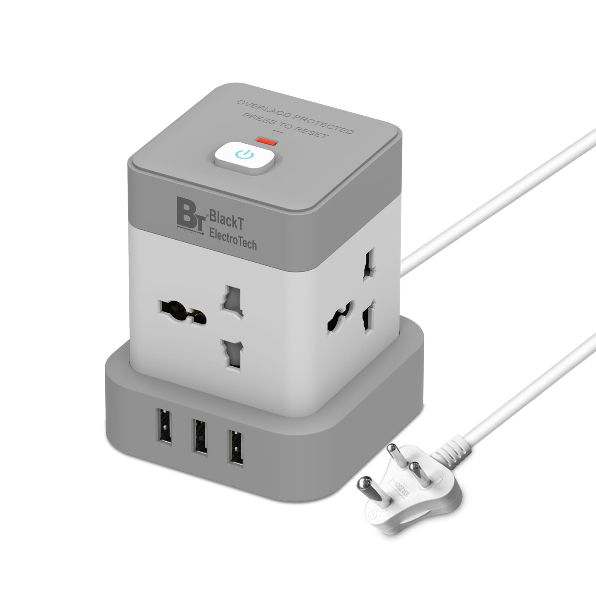 Blackt Electrotech BTCB1 Power Cube: 7-in-1 Wall Charger with 4 AC Outlets, 2 USB-A & 1 USB-C, with Voltage Protector Extension Cord for Travel and Daily Use-image-28