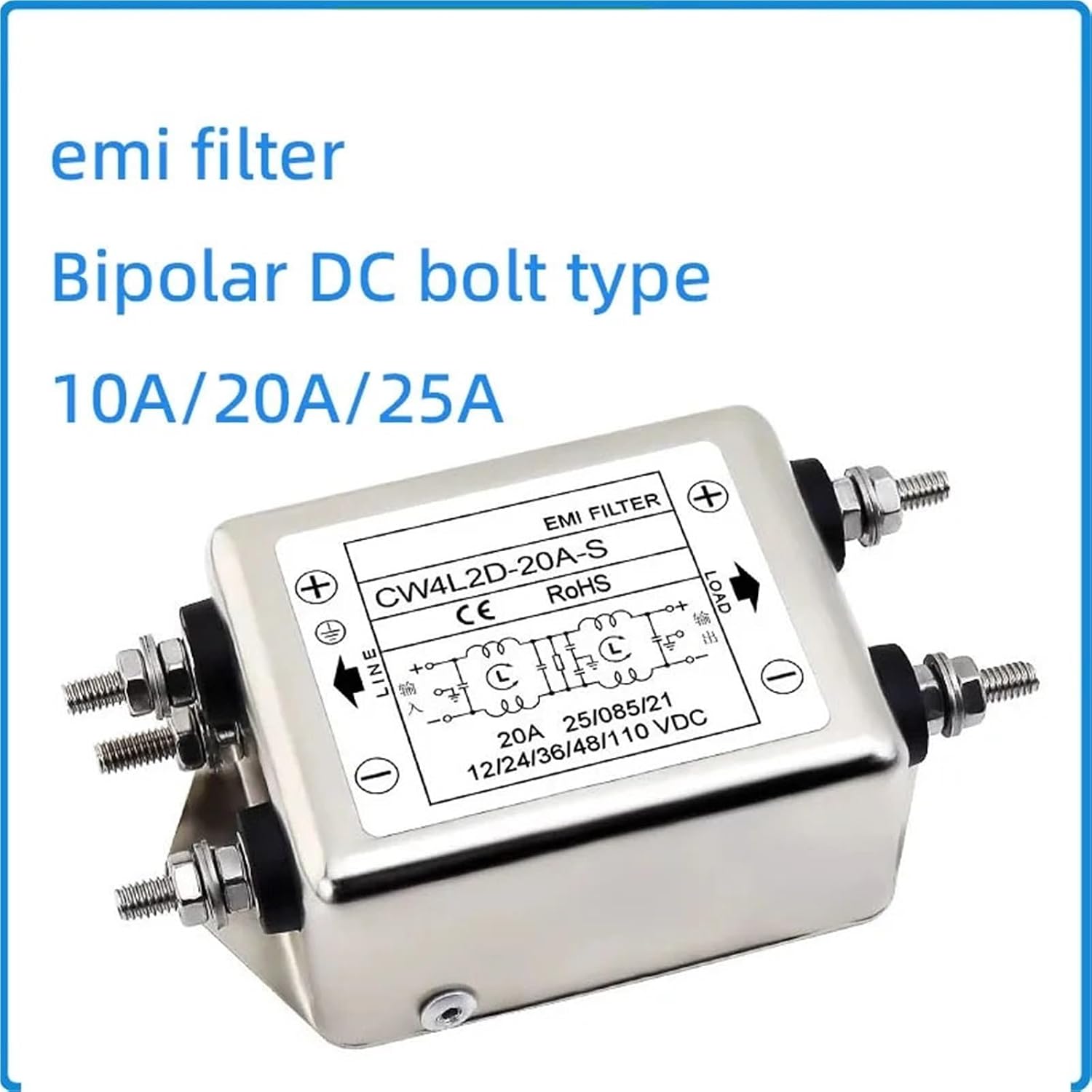Power Supply Filter Power Purifier Anti-Interference CW4L2D-10/20/25A-S EMI Filter Two-Stage Solder Plate Type(CW4L2D-10A-S)