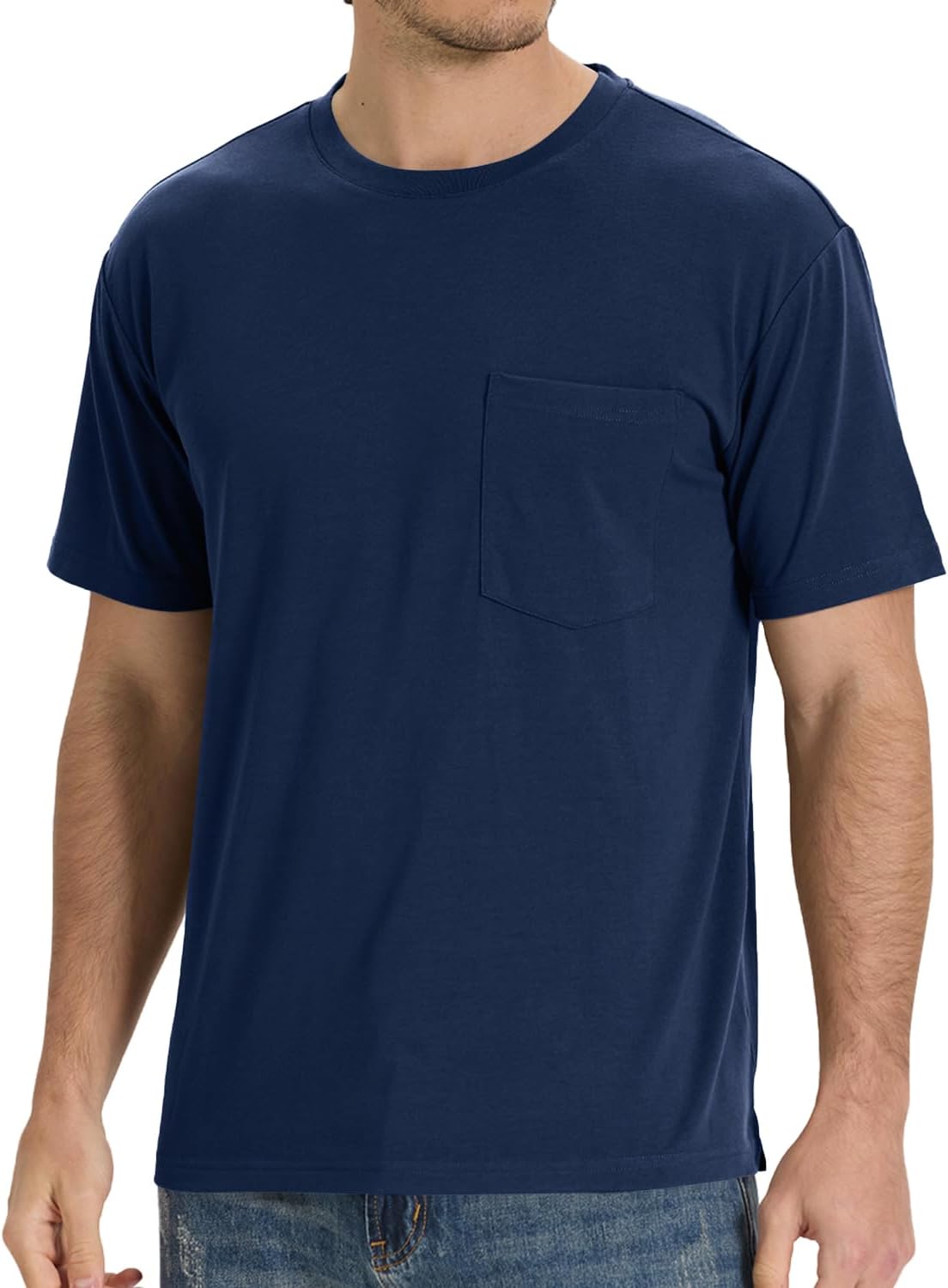 BAMBOO COOL Men's Pocket T-Shirts Heavy Weight Moisture-Wicking Tee Shirts Crewneck Short Sleeve T Shirts