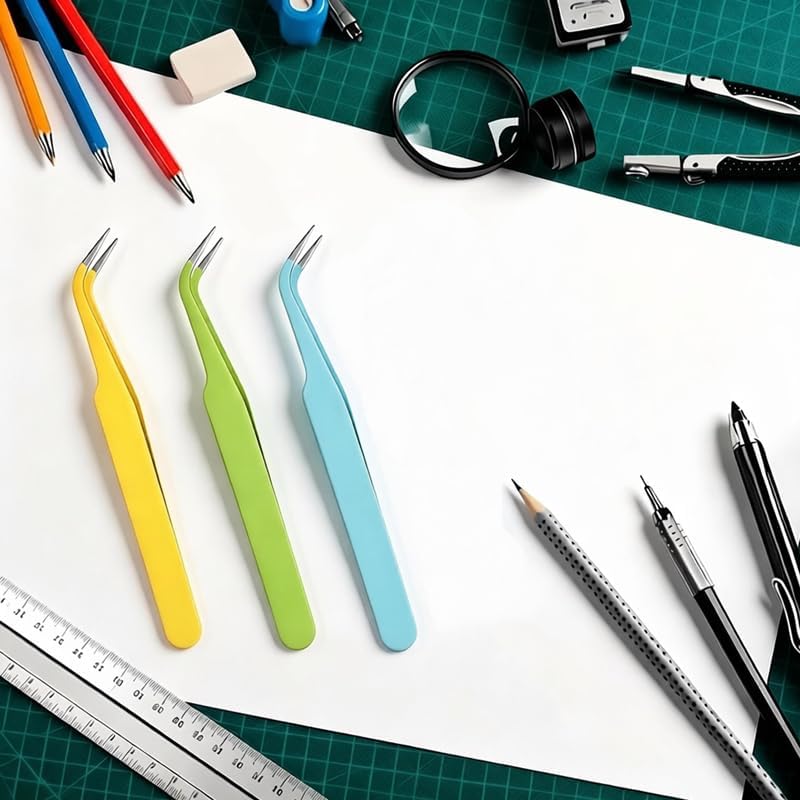 5 Pcs Curved Craft Sticker Tweezers