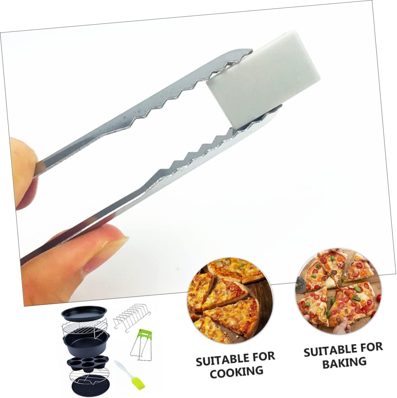 MAGICLULU 9pcs Baking Kit for Air Fryers Non Stick Accessories Set for Pizza Cupcake and Cake Food Grade for Delicious Home Cooking Random Color