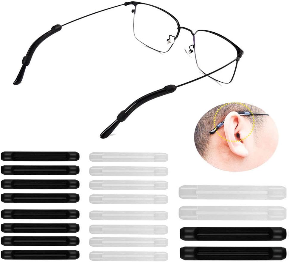 Quadow Silicone Eyeglasses Temple Tips Sleeve Retainer, Anti-Slip Elastic Comfort Glasses Retainers ForQuadow Spectacle Sunglasses Reading Glasses Eyewear, Eyeglass Ear Hook, Sport Eyeglass Strap