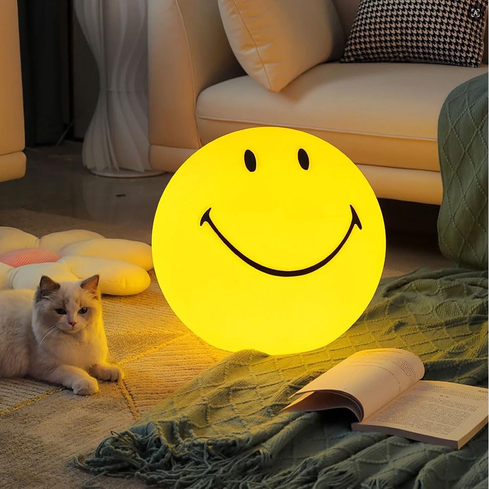 Luz nocturna para niños, lámpara de cara sonriente, regalos de cumpleaños para niñas y niños, luz nocturna de plástico, portátil, recargable por USB, luces nocturnas para dormitorios de bebés