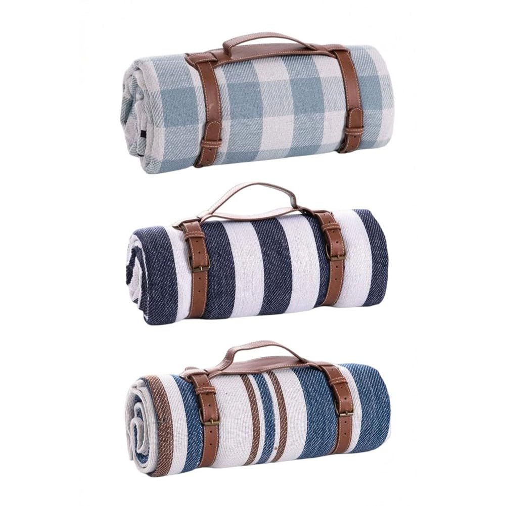 Grande couverture de pique-nique imperméable 200 x 150 cm, tapis d'extérieur pliable et résistant au sable pour plage et parc (bleu moka, 2 x 2 m)