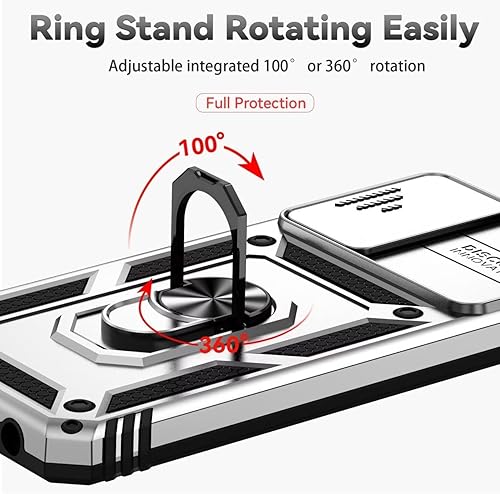 Vista 21 de Funda para Galaxy A13 4G/Samsung A13 LTE 4G SM-A135F con protector de pantalla de vidrio templado y cubierta para cámara deslizante, soporte de Rojo