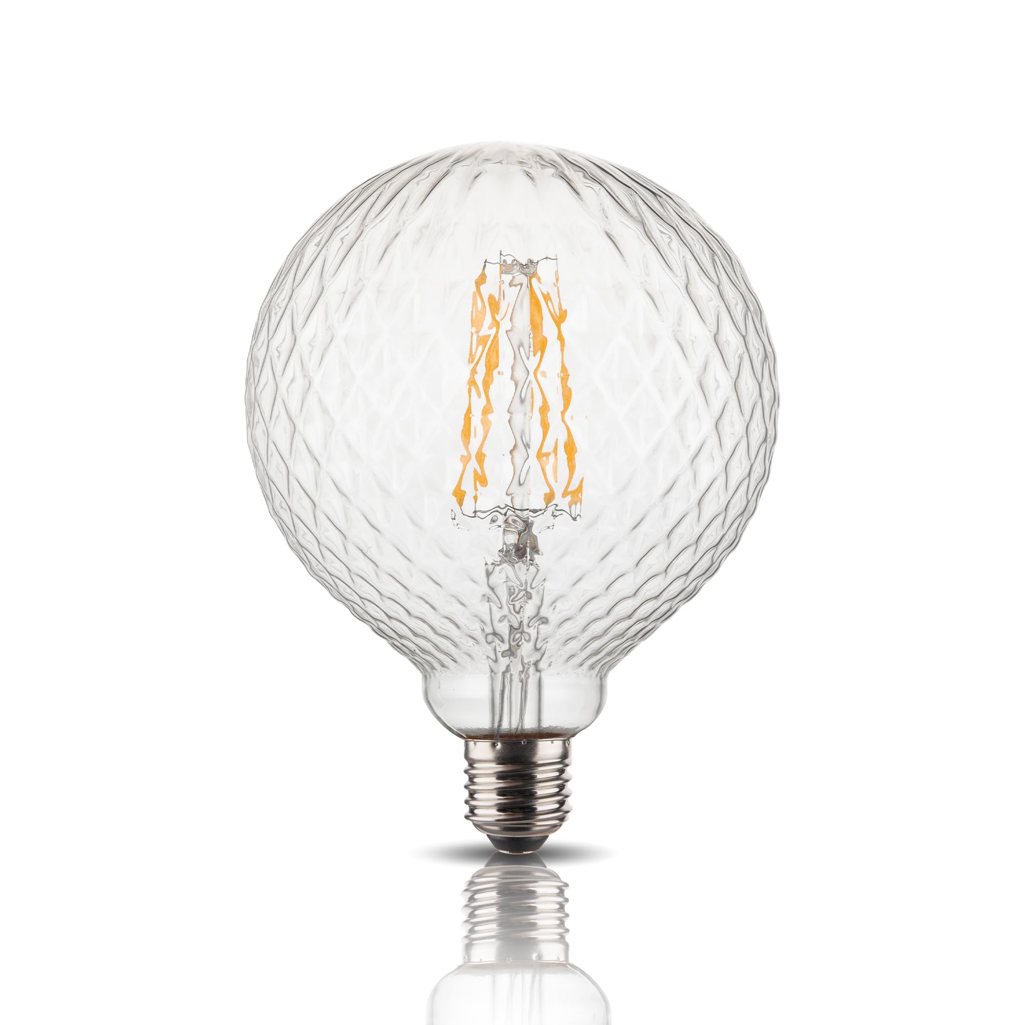 Harwez Edison Filament Bulb Pineapple Faceted, Vintage Light Bulb Clear Crystal, G125 Large Round LED Bulb, 4W Dimmable E26 Medium Base, Decorative