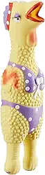 Outward Hound Por Charming Pet Squawkers Henrietta Brinquedo para cães de galinha de borracha, brinquedo interativo engraçado para cães, tamanho pequeno