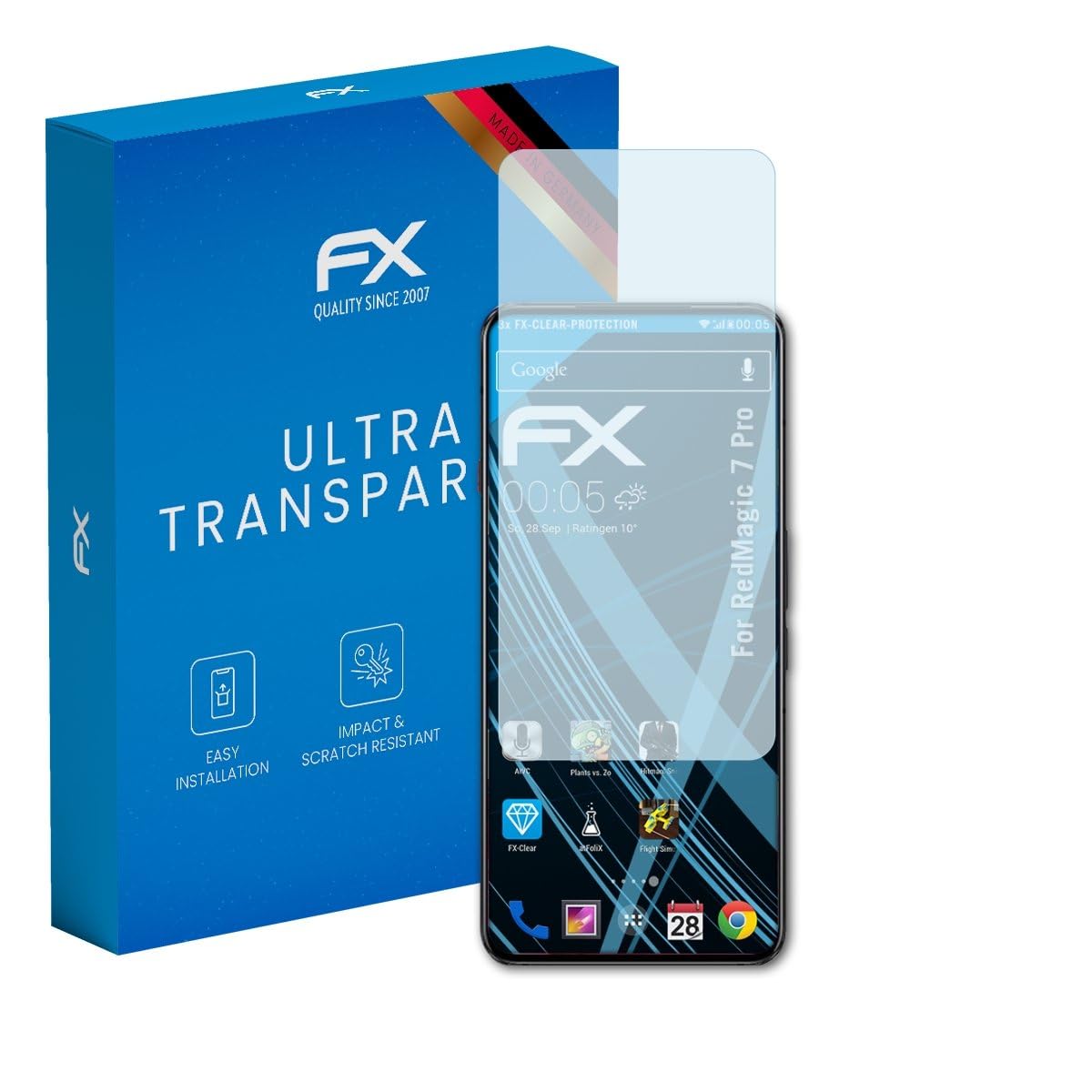 atFoliX Screen Protection Film compatible with RedMagic 7 Pro Screen Protector, ultra-clear FX Protective Film (3X)