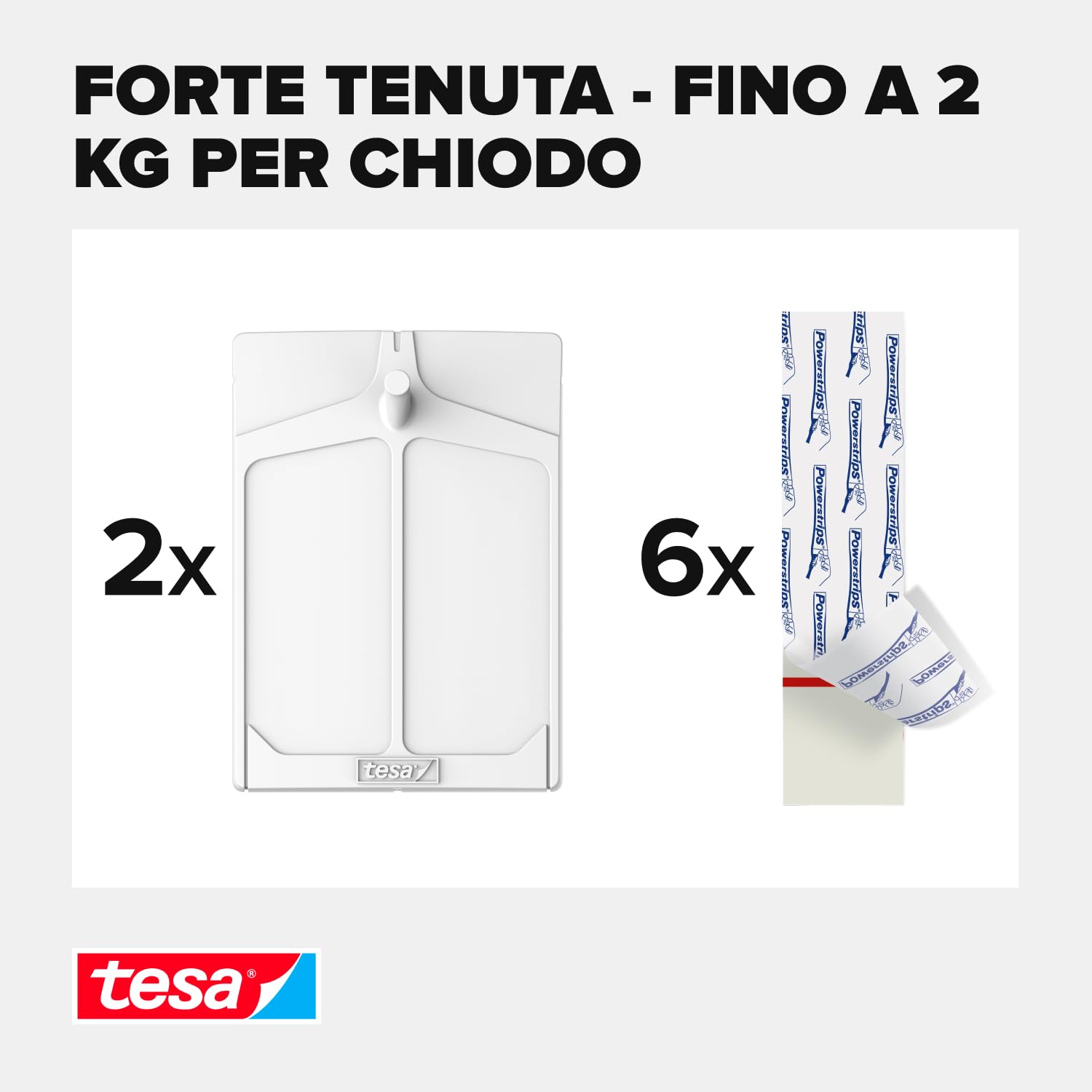 tesa Chiodo Adesivo 2kg Bianco per Carta da Parati Intonaco Set 2 Pezzi