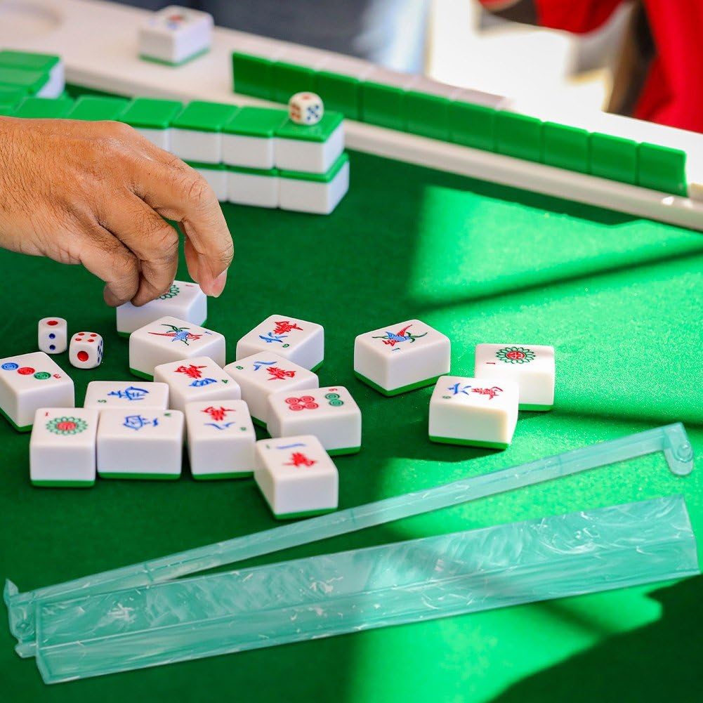 Set di 4 Supporti per Tessere Mahjong con Spingitori, Supporti per Tessere Mahjong, Supporto E Spingitore per Tessere, Accessori per Il Gioco del Mahjong