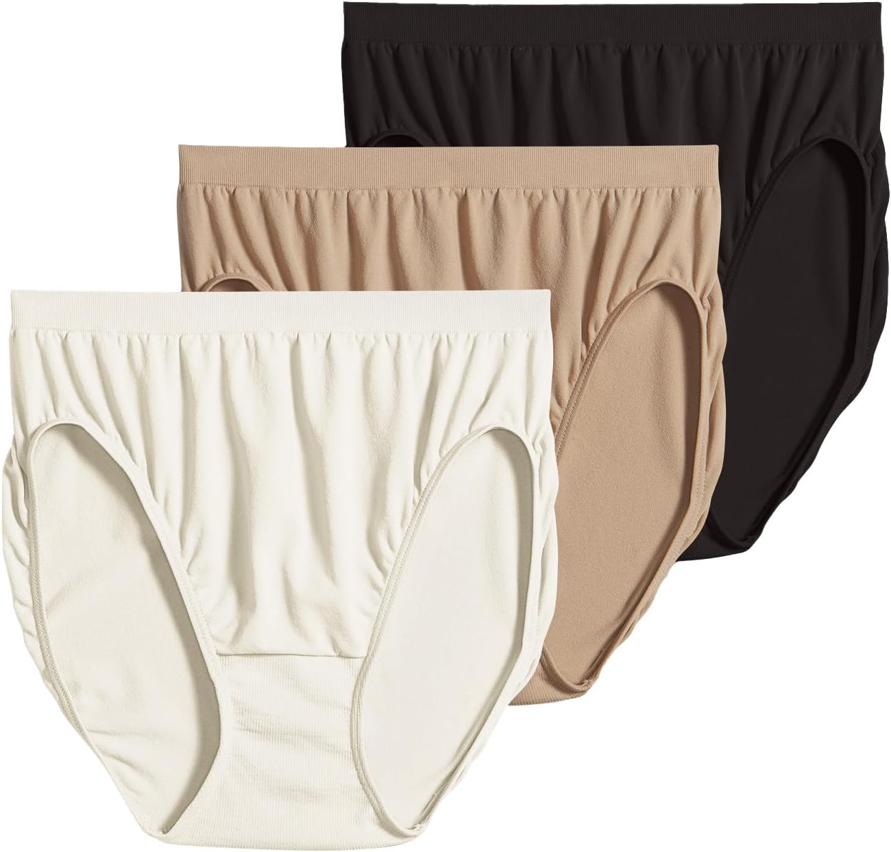 Jockey For Her Comfies 3-pk. Hi-Cut Panties 3326 IVORY/BLACK/WHITE 6