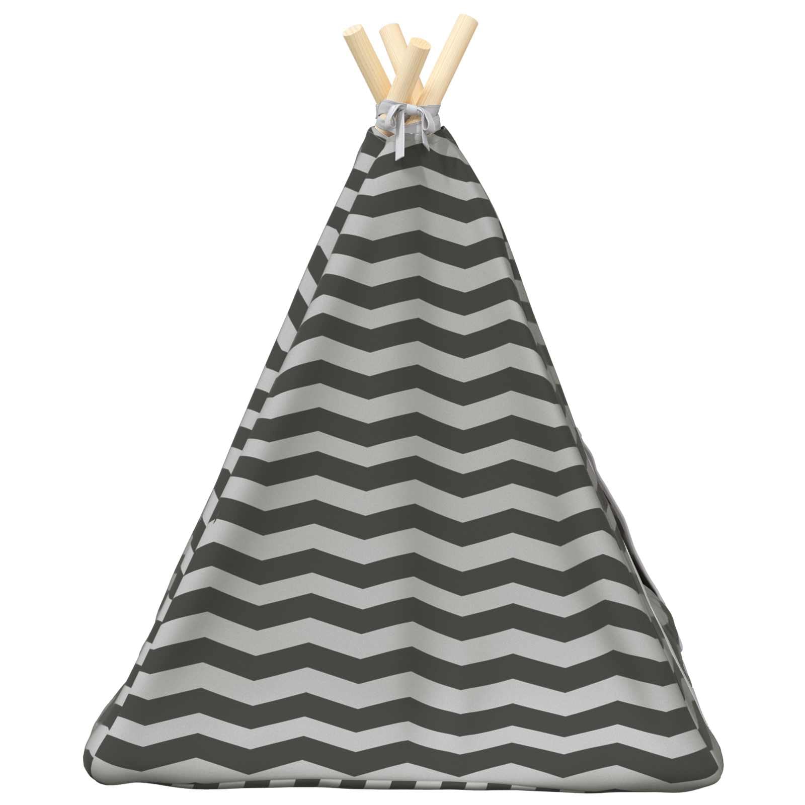 Tipi para mascotas con cojín blanco y gris, 50 x 50 x 60 cm, cueva para gatos, cesta para gatos, cojín para gatos, cama acogedora con estaca de madera de pino para gatos y perros pequeños