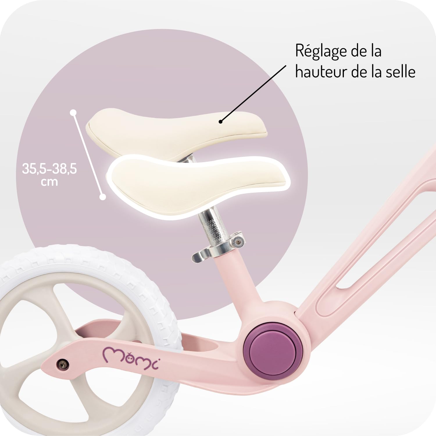 Momi Vélo draisienne NORU pour Enfants dès 2 Ans (Max 25 kg), Pliable d’Un Bouton, Selle réglable, Roues EVA increvables 12 Pouces