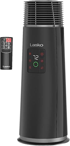 Lasko Calentador de torre de cerámica oscilante de 360 grados para el hogar con seguridad de vuelco, termostato ajustable, temporizador, control