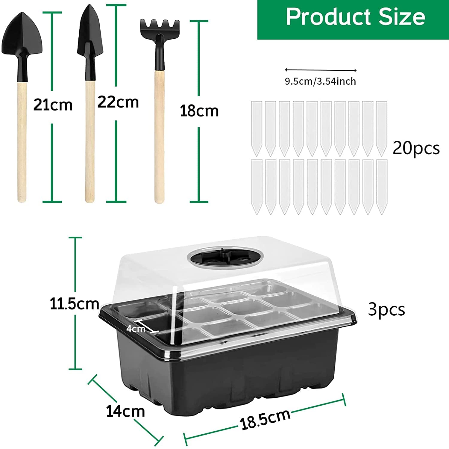 YUQIN Kit 3 Mini Serres De Germination - Plateaux à Semis Avec Couvercle - Accessoires Jardinage