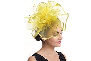 Stunning Yellow Organza Derby Hat for Women 2022