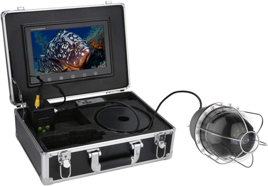 9 Inch Underwater Fishing Video Camera Fish Finder IP68 360 Degree Rotating Dome Rotating Panoramic Viewing Camera,50m (50m)