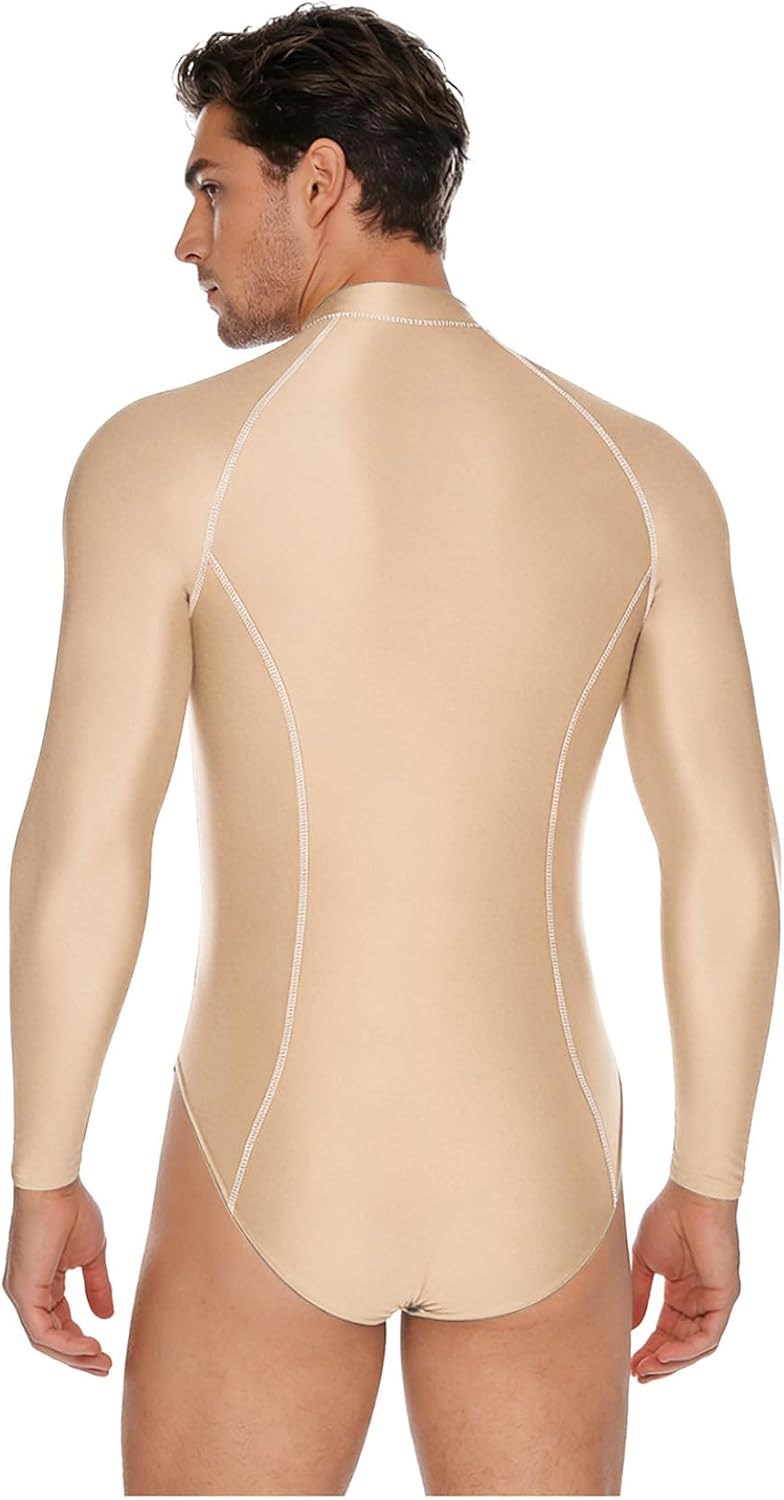 Mens Glossy Thongs Bodysuit Shiny Oily Jumpsuit Silky Active Base Layers Swimsuit