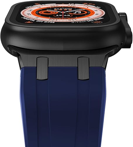 Miniatura 6 de Compatible con Apple Watch Ultra 2 Band para hombre, correa de silicona y hebilla de acero inoxidable diseñada para iPhone Watch, correas iWatch