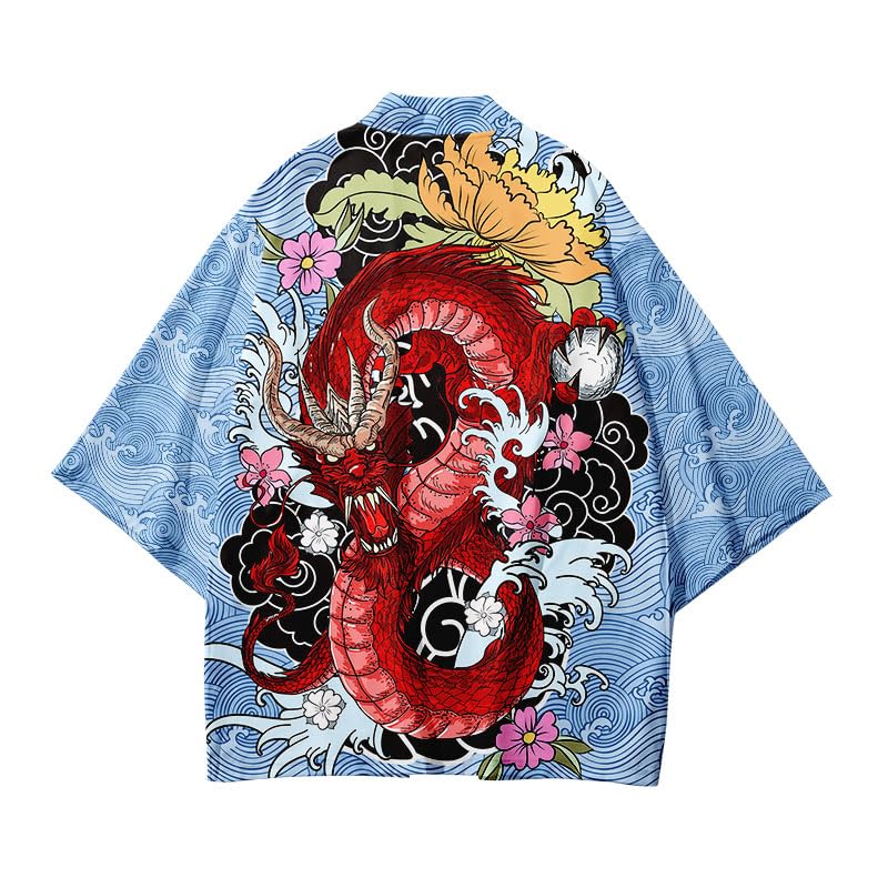 Image of LAI MENG FIVE CATS Women's Summer Cardigan Lightweight Kimono Floral Print Loose Cover up Casual Tops