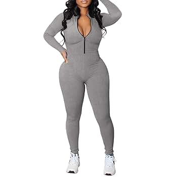Amazon.com: Awoscut Women's Sexy One Piece Bodycon Jumpsuit