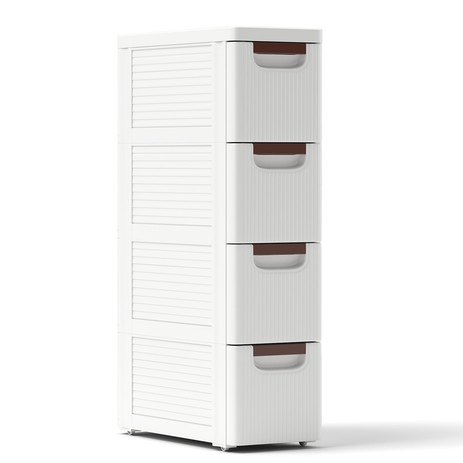 GIANTEX Mobiletto Stretto con Ruote, Carrello e Organizzatore Slim con 3/4/5/6 Cassetti per Spazi Piccoli, Cassettiera di Plastica per Soggiorno, Bagno, Cucina, Bianco (42 x 19 x 74 cm)