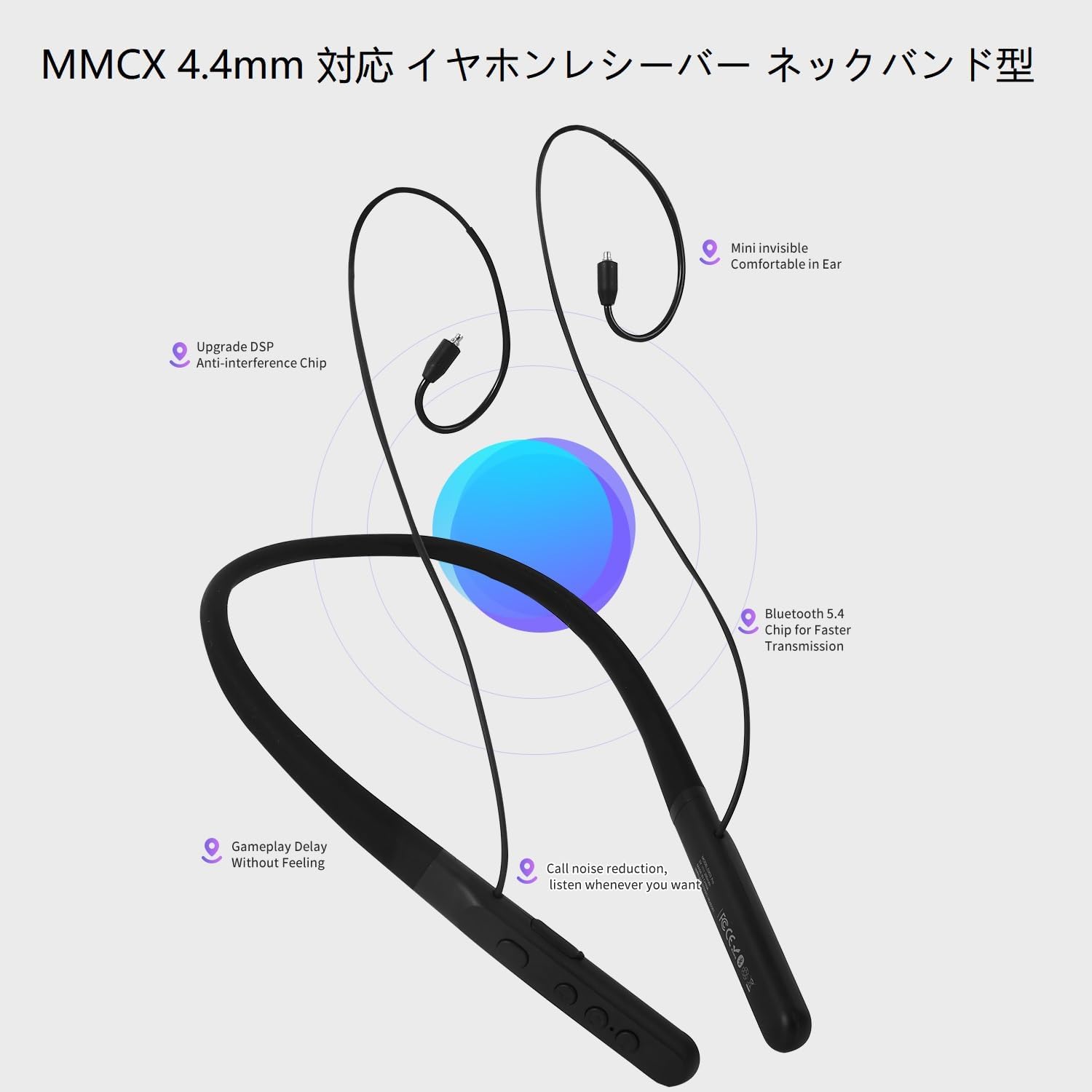 eppfun Wireless Bluetooth Neckband Headphones QCC3095 LDAC/aptX Lossless/aptX Adaptive/aptX-HD HiFi Earphone Cable MMCX for Sports Office