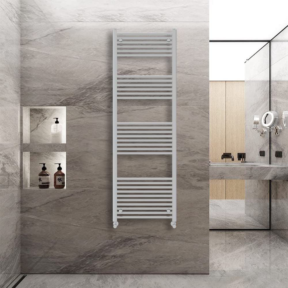Warmehaus Straight Heated Towel Rail Radiator Ladder Chrome 1800x600mm Central Heating Radiators for Bathroom Kitchen